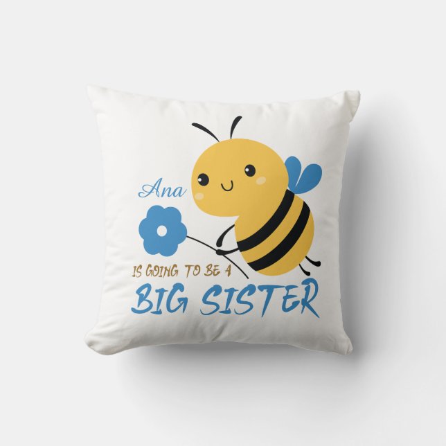 Cute Honey Bee Big Sister Name Custom  Kissen (Vorderseite)