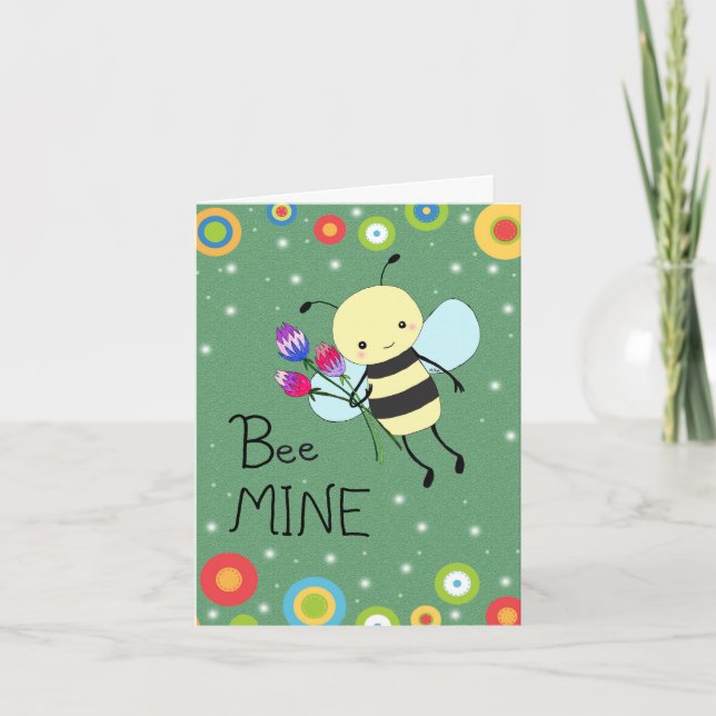 Cute Honey Bee Easy Custom Message Valentines day Karte (Vorderseite)