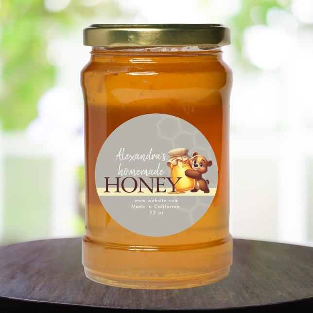Cute Honey Happy Teddy Bear Honeycomb Product  Runder Aufkleber (Von Creator hochgeladen)