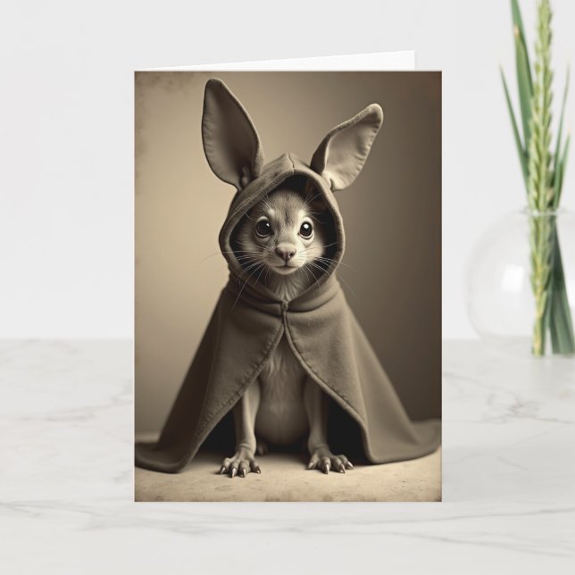 Cute Hooded Creature Portrait Card Karte (Vorderseite)