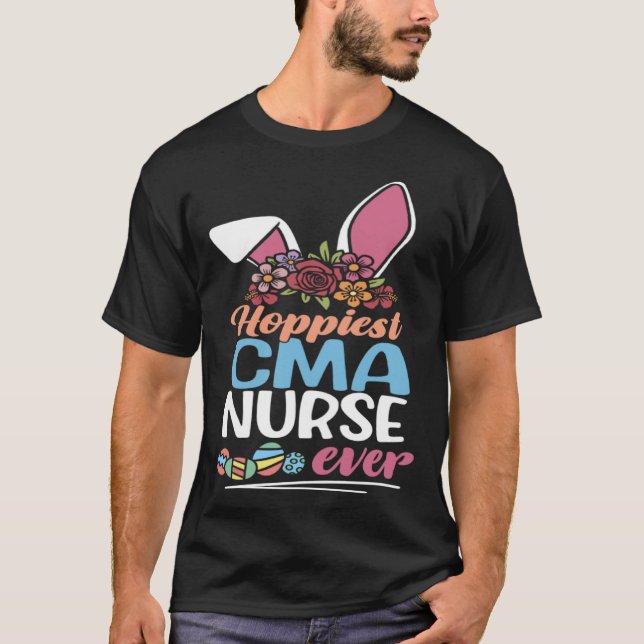 Cute Hoppiest CMA Nurse Ever Bunny Ear Red Plaid E T-Shirt (Vorderseite)