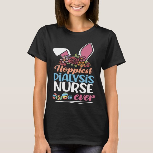Cute Hoppiest Dialysis Nurse Ever Bunny Ear Red Pl T-Shirt (Vorderseite)