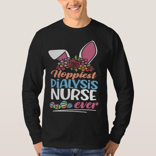 Cute Hoppiest Dialysis Nurse Ever Bunny Ear Red Pl T-Shirt (Vorderseite)