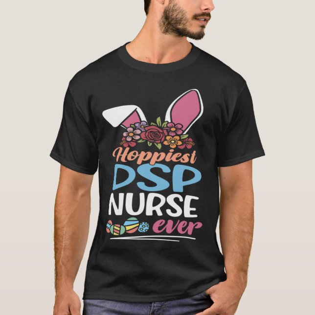 Cute Hoppiest DSP Nurse Ever Bunny Ear Red Plaid E T-Shirt (Vorderseite)