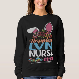 Cute Hoppiest LVN Nurse Ever Bunny Ear Red Plaid E Sweatshirt