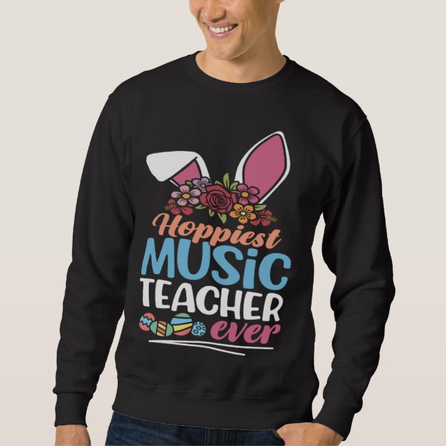 Cute Hoppiest Music Teacher Ever Bunny Ear Red Pla Sweatshirt (Vorderseite)