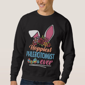 Cute Hoppiest Phlebotomist Ever Bunny Ear Red Plai Sweatshirt