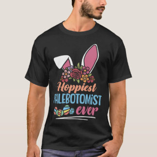 Cute Hoppiest Phlebotomist Ever Bunny Ear Red Plai T-Shirt