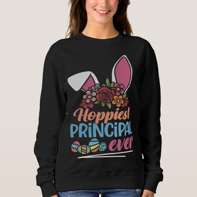 Cute Hoppiest Principal Ever Bunny Ear Red Plaid E Sweatshirt (Vorderseite)