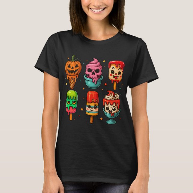 Cute Horror Summer Popsicle Halloween Ice Cream  T-Shirt (Vorderseite)