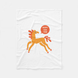 Cute Horse Chinese new year Fleecedecke