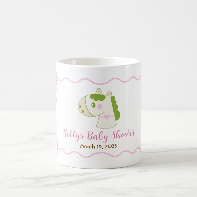 Cute Horse Pink Bow Personalized Girl Baby Shower  Kaffeetasse (Mittel)