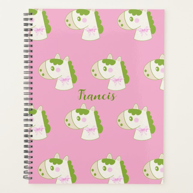 Cute Horses Personalized Pastel Planner Planer (Vorderseite)