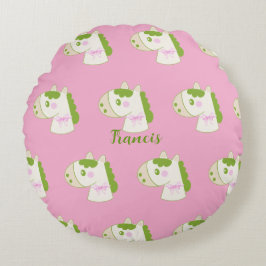 Cute Horses Personalized Pastel Round Pillow Rundes Kissen