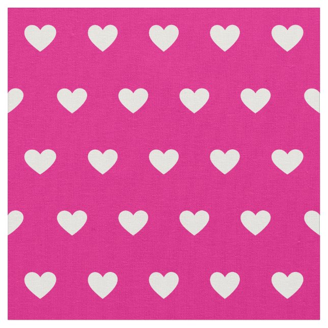 Cute Hot Pink White Hearts Dot Pattern  Stoff (Nahaufnahme)