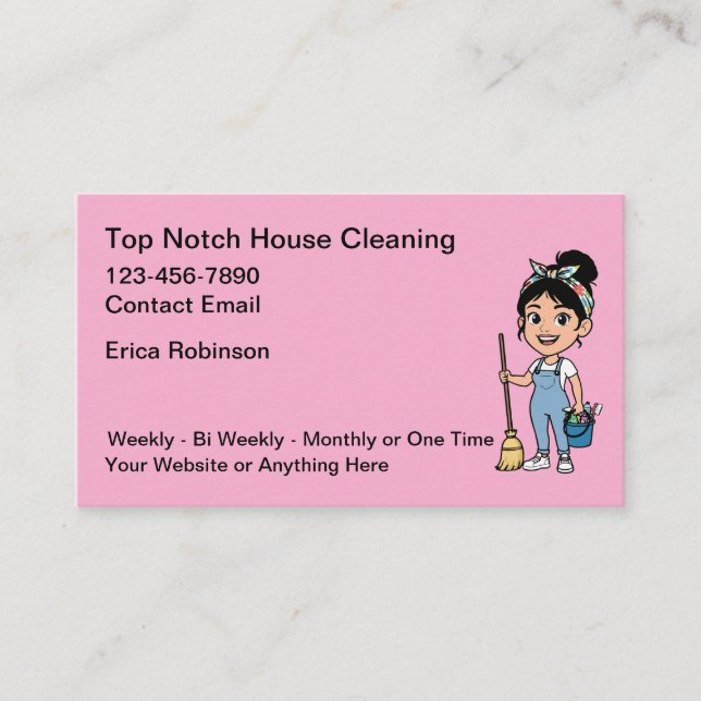 Cute House Cleaning Maid Service Business Cards Visitenkarte (Vorderseite)