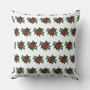 Cute Hummingbirds on Hibiscus Flower Cartoon - W Kissen