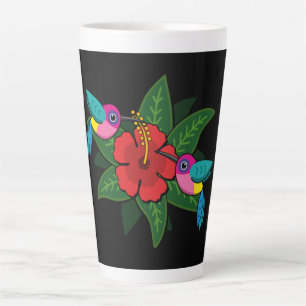Cute Hummingsbirds on Hibiscus Flower Cartoon Milchtasse