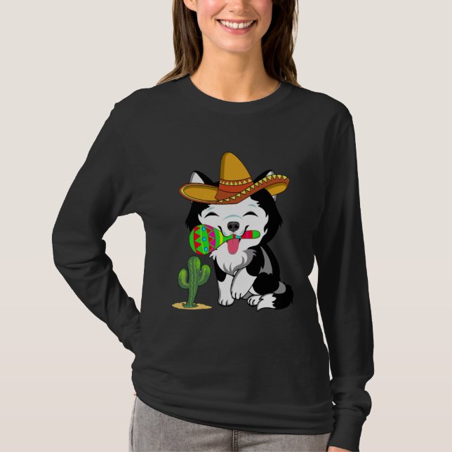 Cute Husky Dog Cinco de Mayo 5th of May Celebratio T-Shirt (Vorderseite)