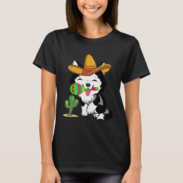 Cute Husky Dog Cinco de Mayo 5th of May Celebratio T-Shirt (Vorderseite)