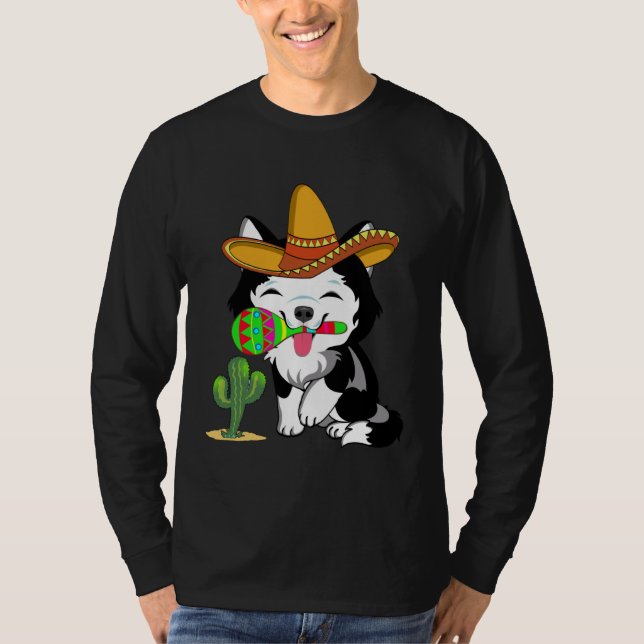 Cute Husky Dog Cinco de Mayo 5th of May Celebratio T-Shirt (Vorderseite)