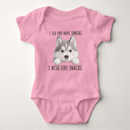 Cute Husky Dog Snacks Quote Funny Minimalist Baby Strampler
