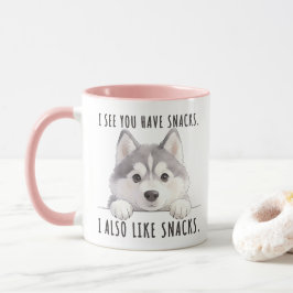 Cute Husky Dog Snacks Quote Funny Minimalist Tasse