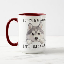Cute Husky Dog Snacks Quote Funny Minimalist Tasse