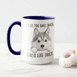 Cute Husky Dog Snacks Quote Funny Minimalist Tasse