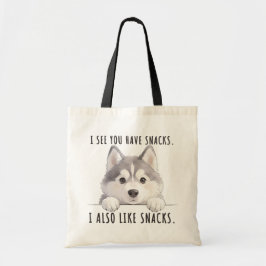 Cute Husky Dog Snacks Quote Funny Minimalist Tragetasche