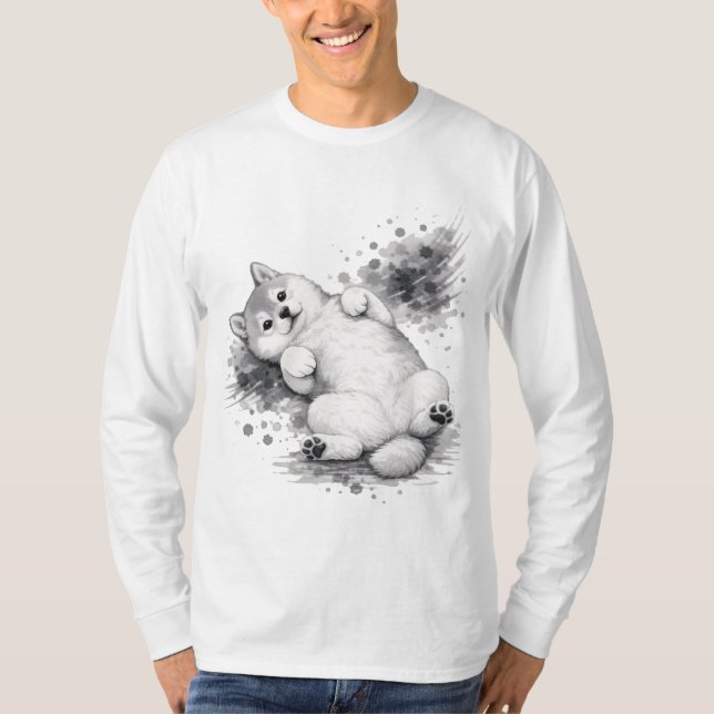 【Cute Husky Ink Long Sleeve T-Shirt】 T-Shirt (Vorderseite)