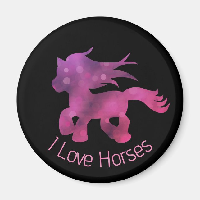 Cute I Love Horses Cute Glam Pink Horse Magnet (Vorne)