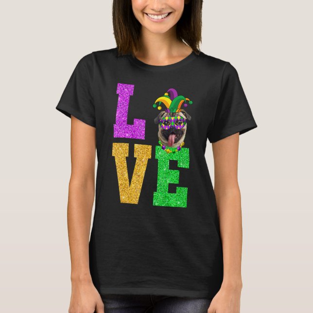 Cute I Love Mardi Gras Pug Dog Puppy Lover Premium T-Shirt (Vorderseite)