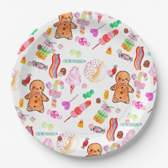 Cute Ice Cream Candy Donut Candyland Kids Birthday Pappteller (Vorderseite)
