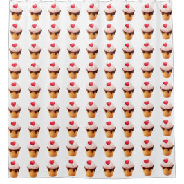Cute Ice Cream Cone Pattern with Red Heart Duschvorhang
