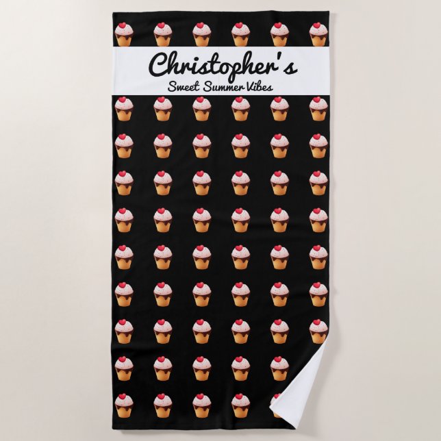 Cute Ice Cream Heart Beach Towel Strandtuch (Vorderseite)