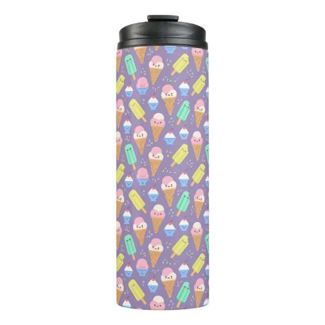 Cute Ice Cream Pattern – Adorable Frozen Treat  Thermosbecher (Vorderseite)