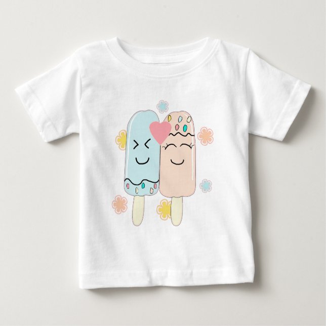 Cute Ice Cream Popsicle Friends Baby T-Shirt (Vorderseite)