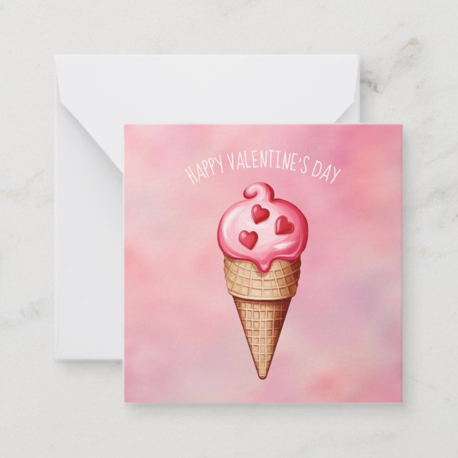 Cute Ice Cream Sweet Treats Valentine's Day Cards Mitteilungskarte (Vorderseite)
