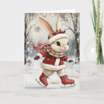 Cute Ice Skating Baby Bunny Christmas