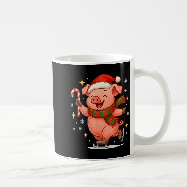 Cute Ice Skating G Funny Santa Christmas Holiday  Kaffeetasse (Rechts)