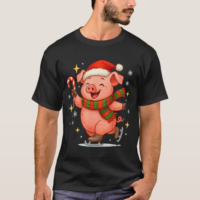 Cute Ice Skating G Funny Santa Christmas Holiday  T-Shirt (Vorderseite)