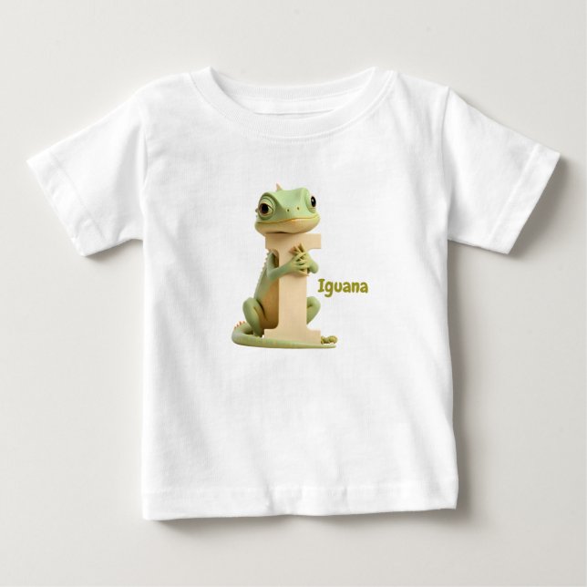 Cute Iguana Letter I Kids T-Shirt | Animal Alphabe (Vorderseite)