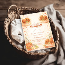 Cute Illustrated Little Meatball Baby Shower