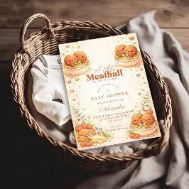 Cute Illustrated Little Meatball Baby Shower Einladung