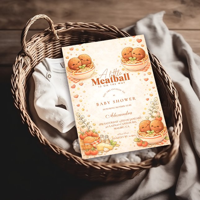 Cute Illustrated Little Meatball Baby Shower Einladung (Von Creator hochgeladen)