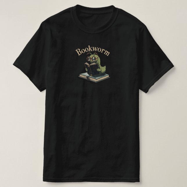 Cute Inchworm Reading Tee – Bookworm (Design vorne)