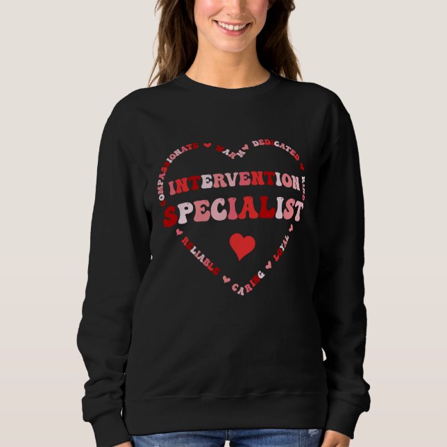 Cute Intervention Specialist Valentines Day Heart Sweatshirt (Vorderseite)