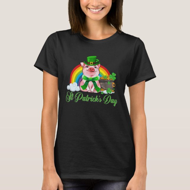 Cute Irish Pig Leprechaun Shamrock St Patricks Day T-Shirt (Vorderseite)