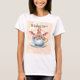 Cute It Takes Two Teacup Twin Piglets T-Shirt